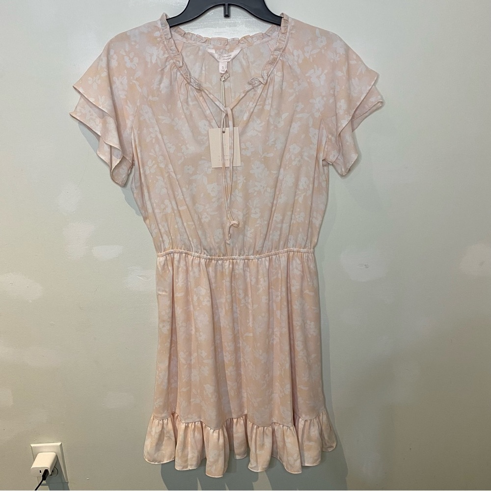 LC Lauren Conrad Women’s Ruffle Sleeve Fit & Flare Dress- Light Pink- S- NWT